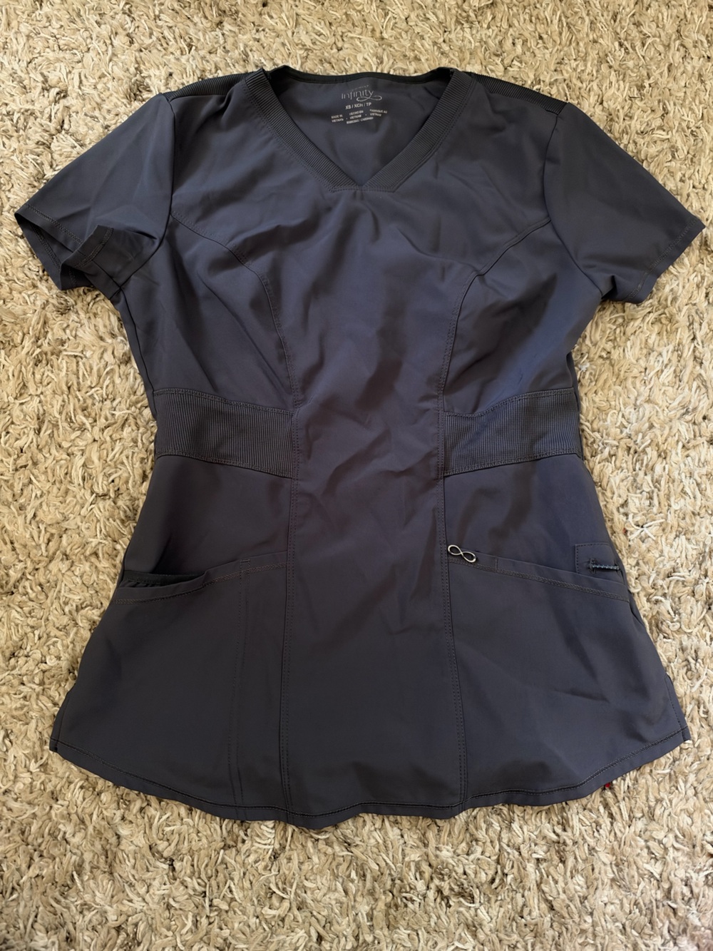 Cherokee Infinity Women's Dark Gray Utility Scrub Top